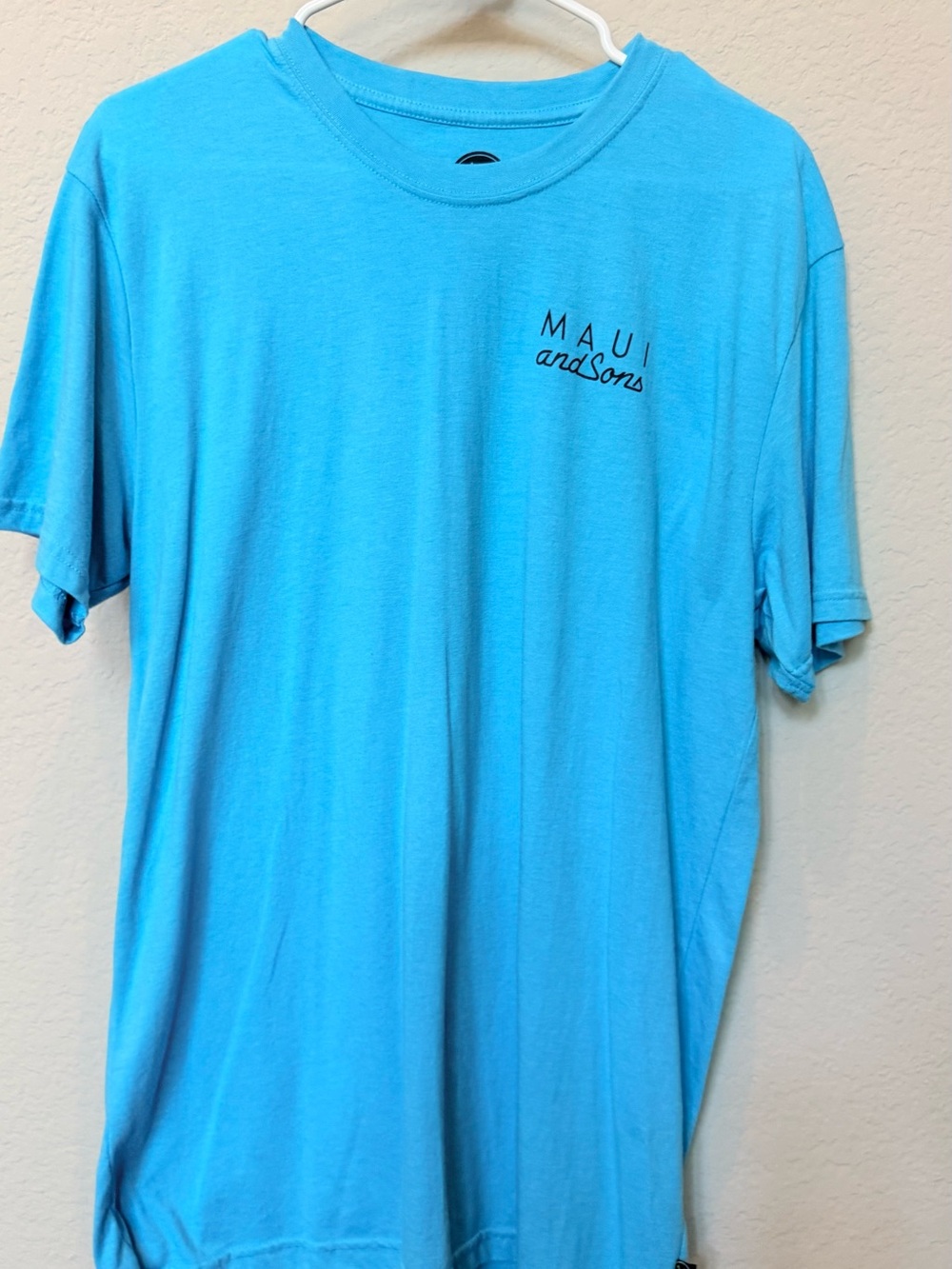 Maui and Sons Short-Sleeve Tee in Bright Aqua with Chest Script Logo